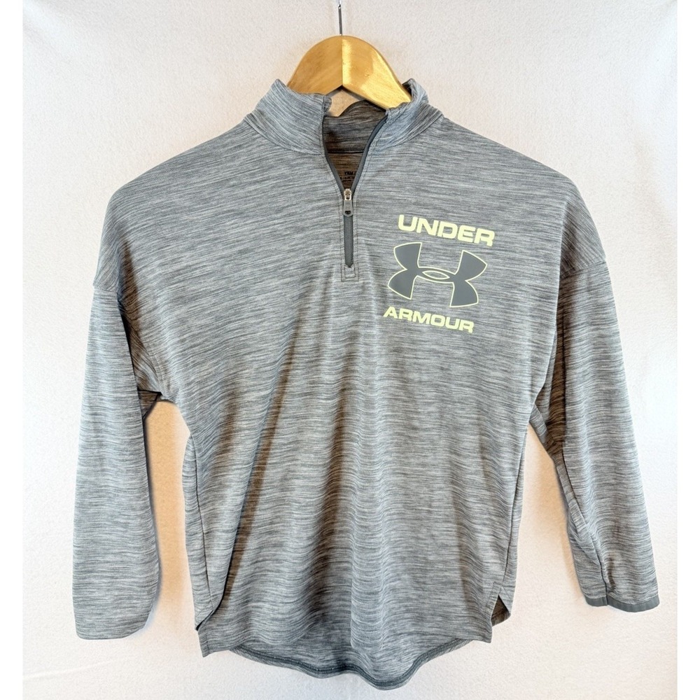 Under Armour UA Girls Youth Small, YSM, Gray Heatgear Long Sleeve‎ 1/4 Zip